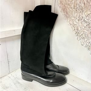 Paul Noyen Suede/Leather Pull On Knee Riding Boots Black Womens Size 39.5 / 9